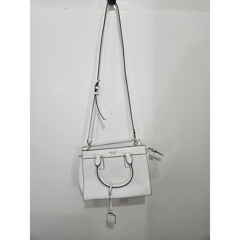 Kate Spade Cedar Street Small Hayden Satchel White Black Leather Crossbody Bag